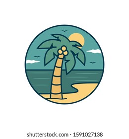 simple logo badge beach design illustration