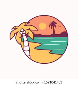 simple logo badge beach design illustration