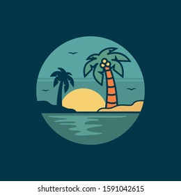 simple logo badge beach design illustration