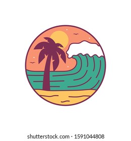 simple logo badge beach design illustration