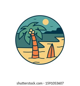 simple logo badge beach design illustration