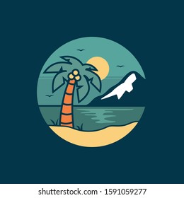 simple logo badge beach design illustration