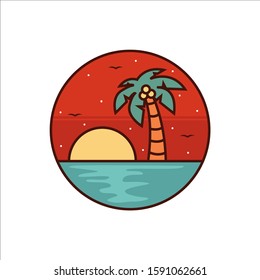 simple logo badge beach design illustration