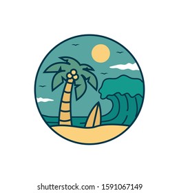 simple logo badge beach design illustration
