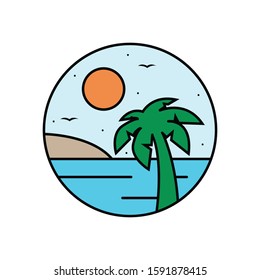 simple logo badge beach design illustration