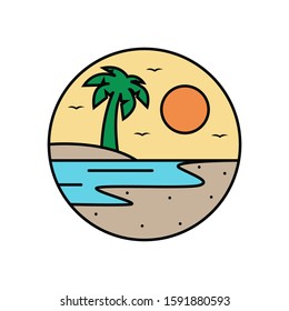 simple logo badge beach design illustration