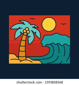 simple logo badge beach design illustration