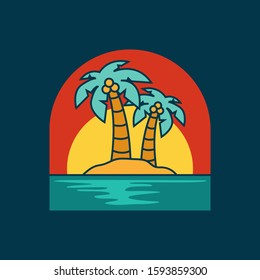 simple logo badge beach design illustration