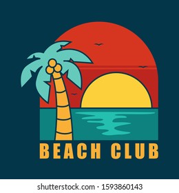 simple logo badge beach design illustration