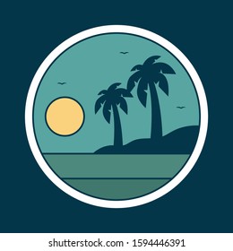 simple logo badge beach design, fot t-shirt prints, patches, emblems, posters, badges and labels and other uses