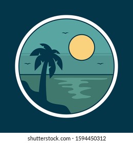 simple logo badge beach design, fot t-shirt prints, patches, emblems, posters, badges and labels and other uses