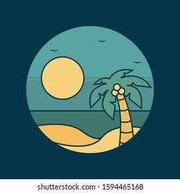 simple logo badge beach design, fot t-shirt prints, patches, emblems, posters, badges and labels and other uses