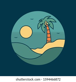 simple logo badge beach design, fot t-shirt prints, patches, emblems, posters, badges and labels and other uses