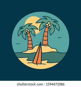 simple logo badge beach design, fot t-shirt prints, patches, emblems, posters, badges and labels and other uses