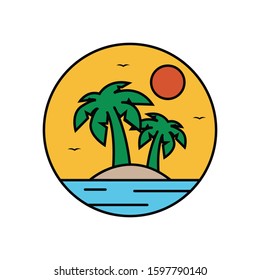 simple logo badge beach design, for t-shirt prints, patches, emblems, posters, badges and labels and other uses