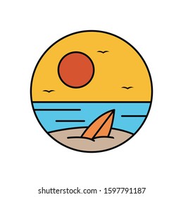 simple logo badge beach design, for t-shirt prints, patches, emblems, posters, badges and labels and other uses