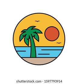 simple logo badge beach design, for t-shirt prints, patches, emblems, posters, badges and labels and other uses
