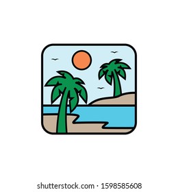 simple logo badge beach design, for t-shirt prints, patches, emblems, posters, badges and labels and other uses