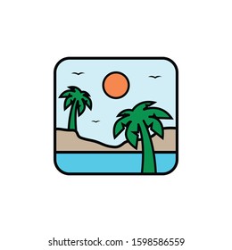 simple logo badge beach design, for t-shirt prints, patches, emblems, posters, badges and labels and other uses