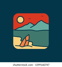 simple logo badge beach design illustration