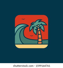 simple logo badge beach design illustration