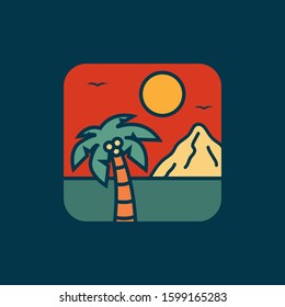 simple logo badge beach design illustration