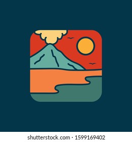 simple logo badge beach design illustration