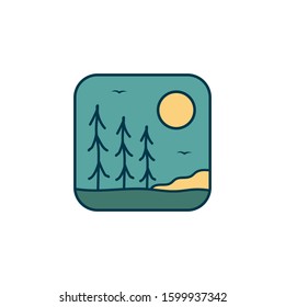 simple logo badge beach design illustration