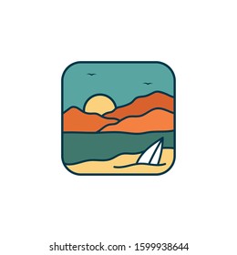 simple logo badge beach design illustration