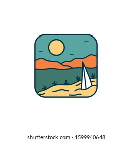 simple logo badge beach design illustration