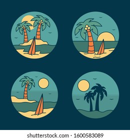 simple logo badge beach design illustration