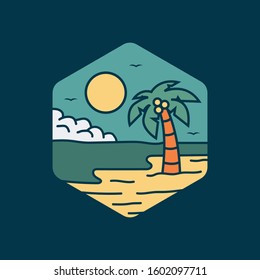 simple logo badge beach design, for t-shirt prints, patches, emblems, posters, badges and labels and other uses