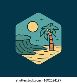simple logo badge beach design, for t-shirt prints, patches, emblems, posters, badges and labels and other uses