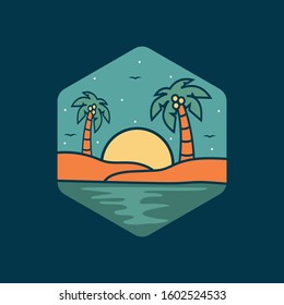 simple logo badge beach design, for t-shirt prints, patches, emblems, posters, badges and labels and other uses