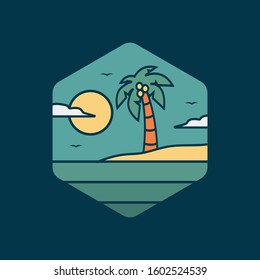simple logo badge beach design, for t-shirt prints, patches, emblems, posters, badges and labels and other uses