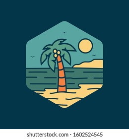 simple logo badge beach design, for t-shirt prints, patches, emblems, posters, badges and labels and other uses