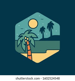 simple logo badge beach design, for t-shirt prints, patches, emblems, posters, badges and labels and other uses