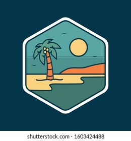 Simple Logo Badge Beach Design, For T-shirt Prints, Patches, Emblems, Posters, Badges And Labels And Other Uses