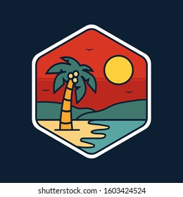 simple logo badge beach design, for t-shirt prints, patches, emblems, posters, badges and labels and other uses