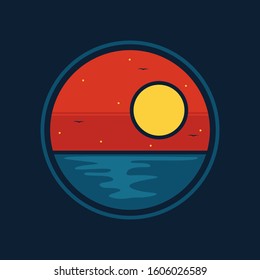 simple logo badge beach design illustration