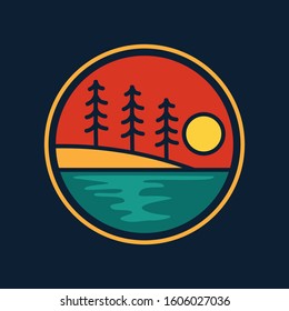 simple logo badge beach design illustration