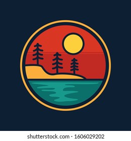 simple logo badge beach design illustration