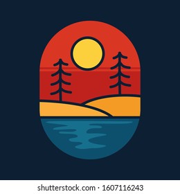 simple logo badge beach design illustration