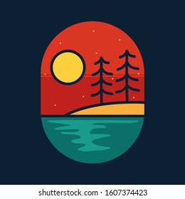 simple logo badge beach design illustration
