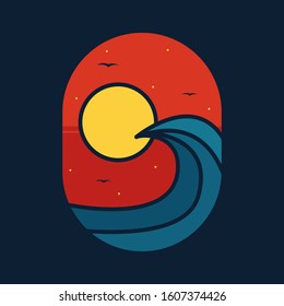 simple logo badge beach design illustration