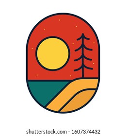 simple logo badge beach design illustration