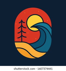 simple logo badge beach design illustration
