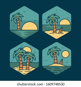simple logo badge beach design, for t-shirt prints, patches, emblems, posters, badges and labels and other uses