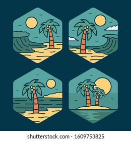 simple logo badge beach design, for t-shirt prints, patches, emblems, posters, badges and labels and other uses