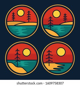 simple logo badge beach design, for t-shirt prints, patches, emblems, posters, badges and labels and other uses